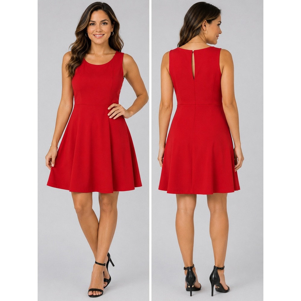 Express Skater Dress Size M Red Textured Fit and Flare Mini LRD Cocktail Party